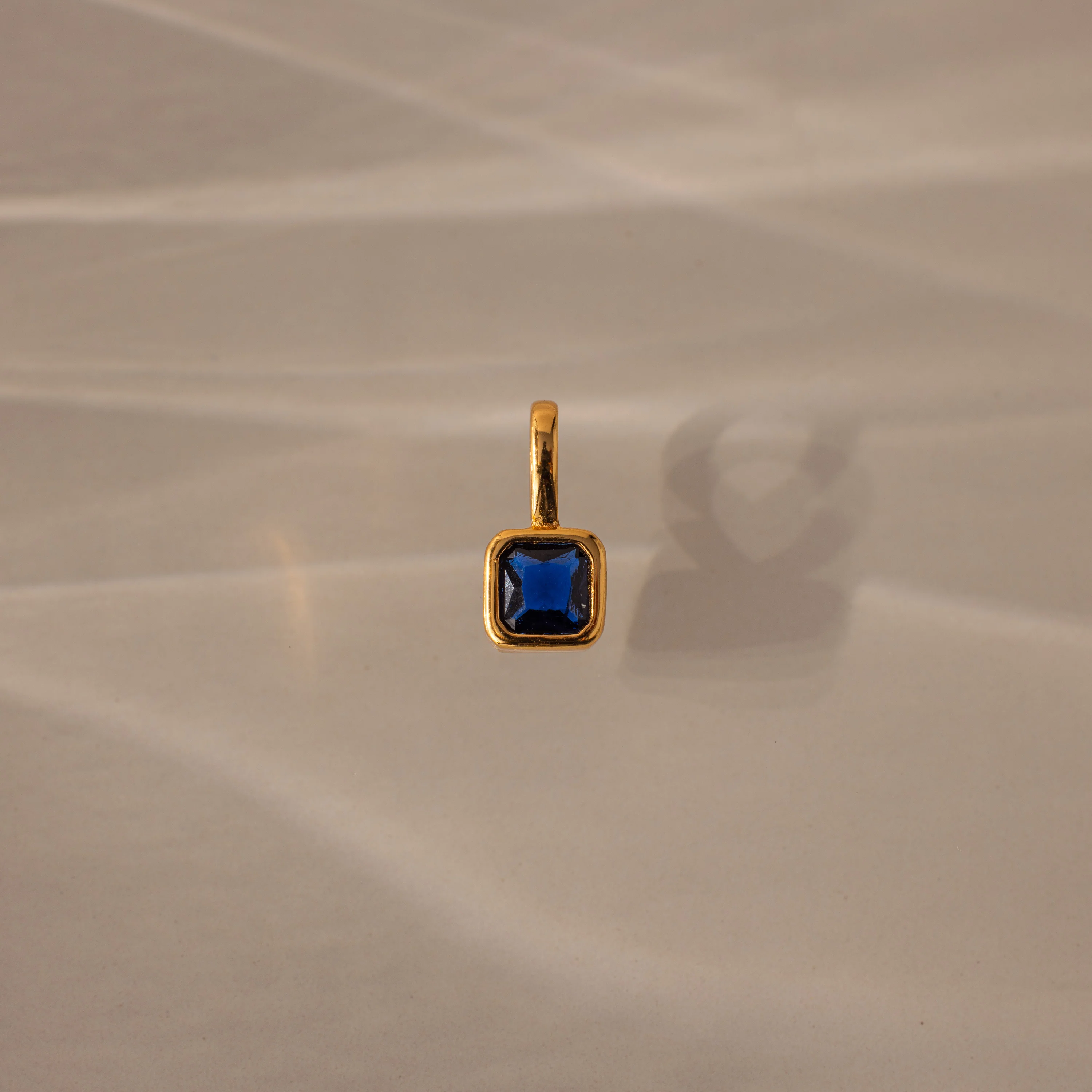 Square Bezel Sapphire Charm