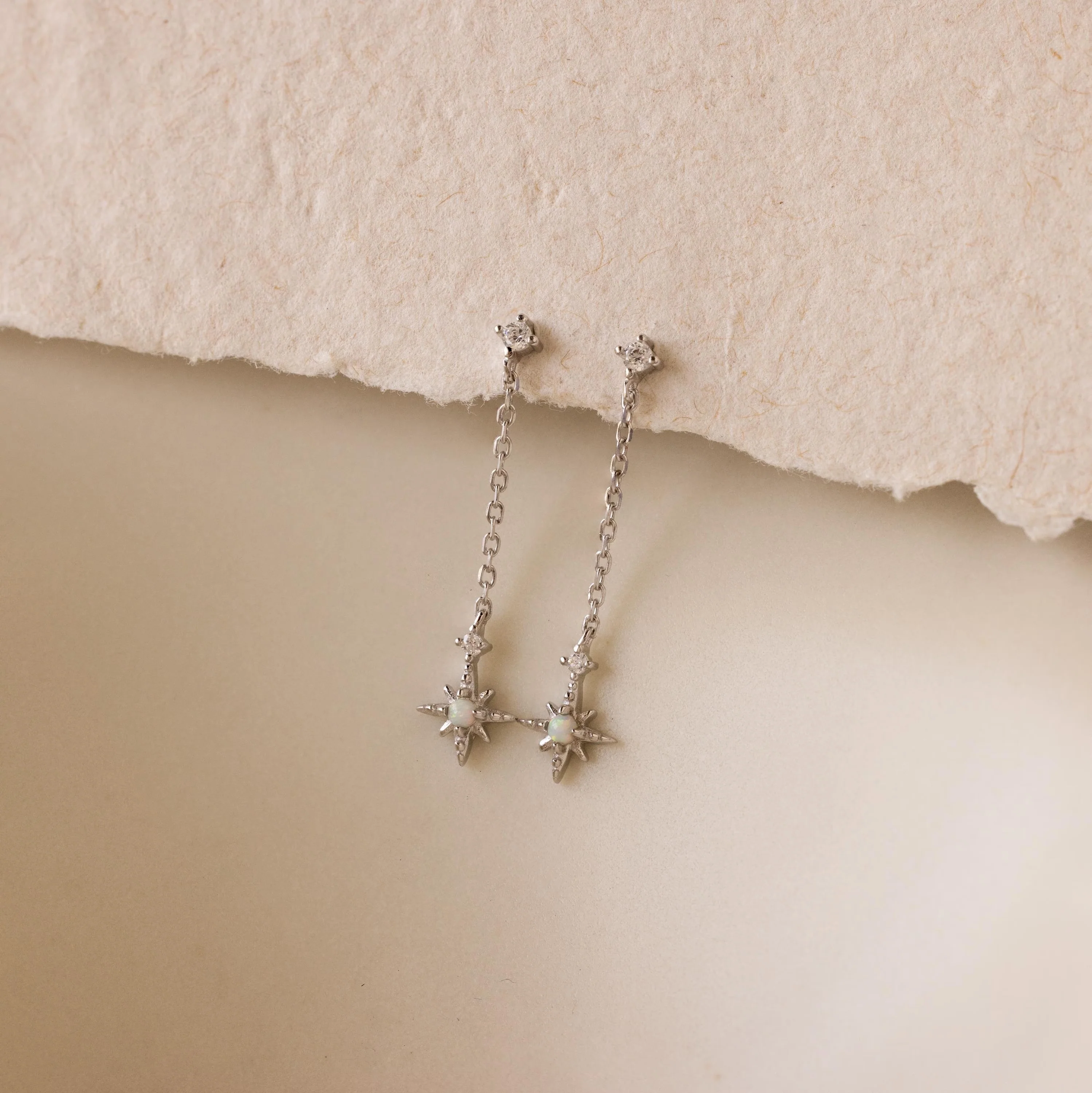 Starburst Drop Studs in Silver