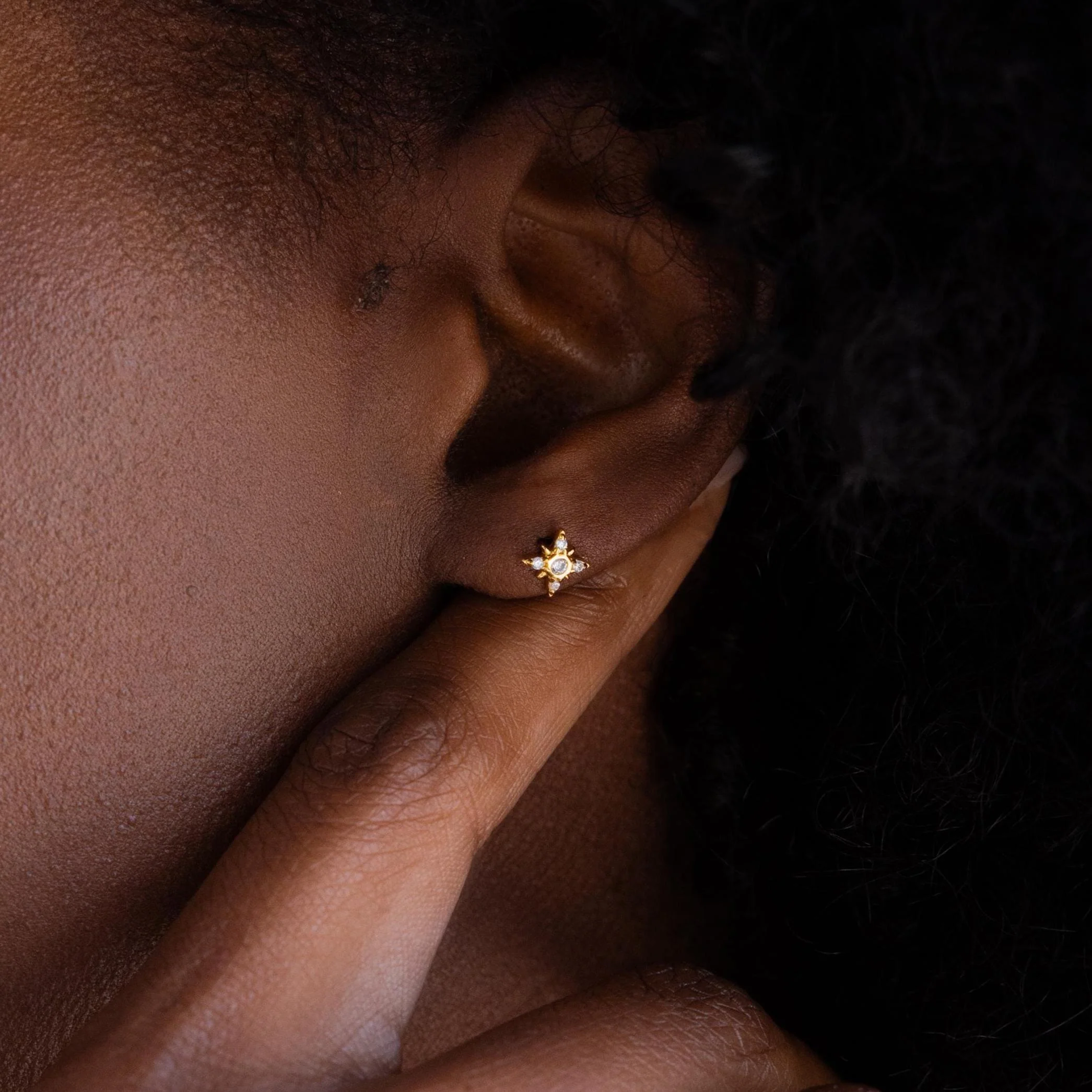 Starburst Flat Back Studs in 18K Gold - Image 2