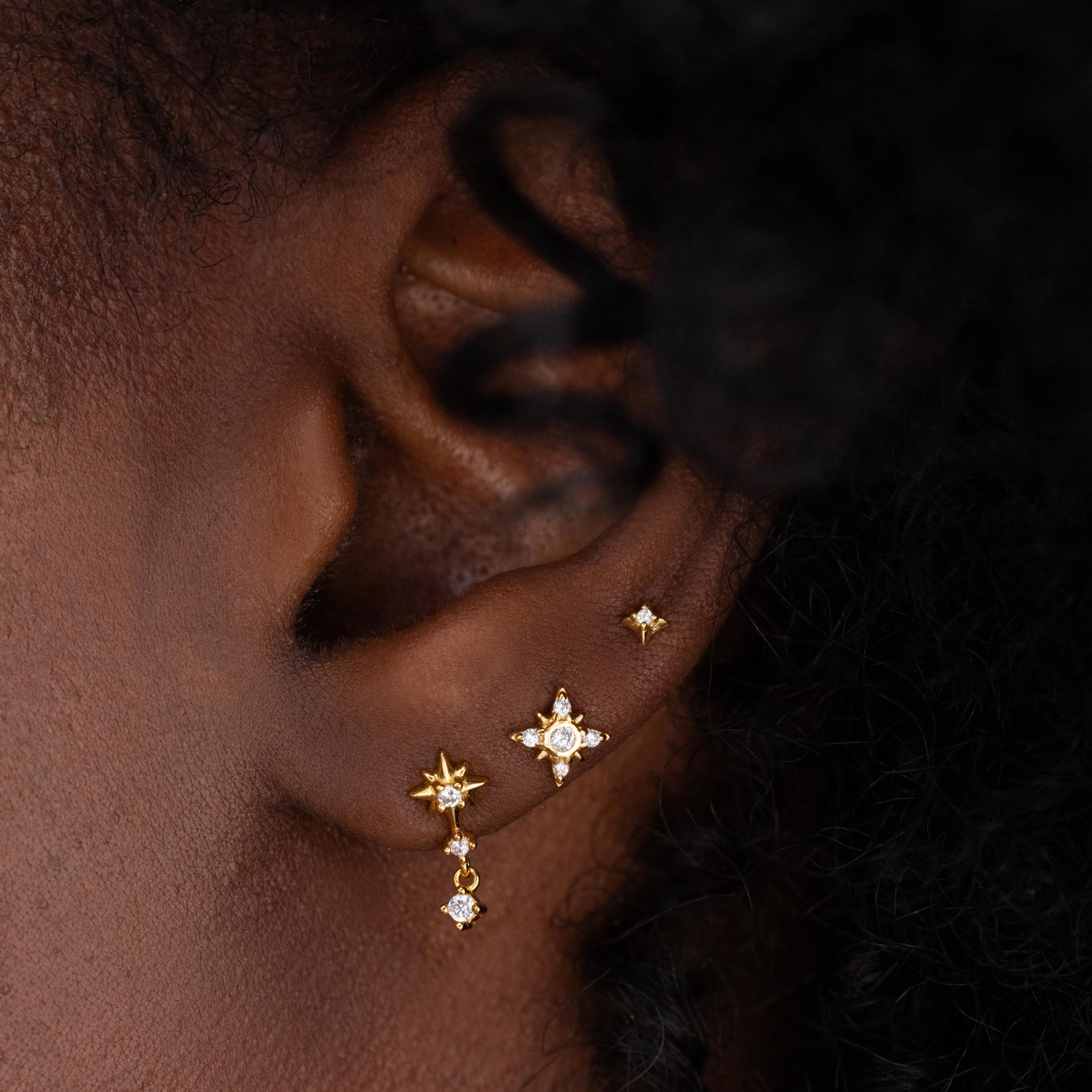 Starburst Flat Back Studs in 18K Gold - Image 5
