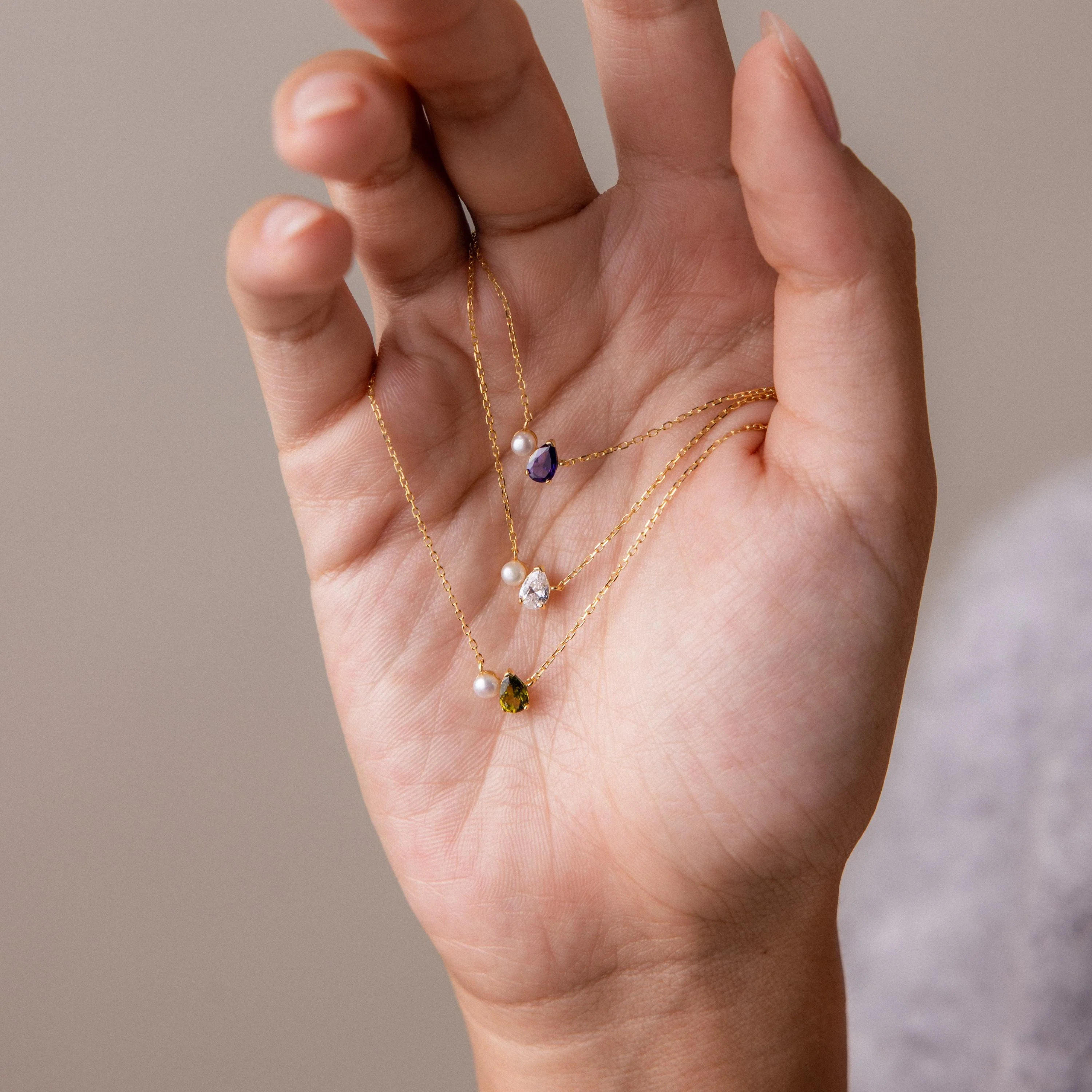 Teardrop Pink Tourmaline & Pearl Necklace - Image 3