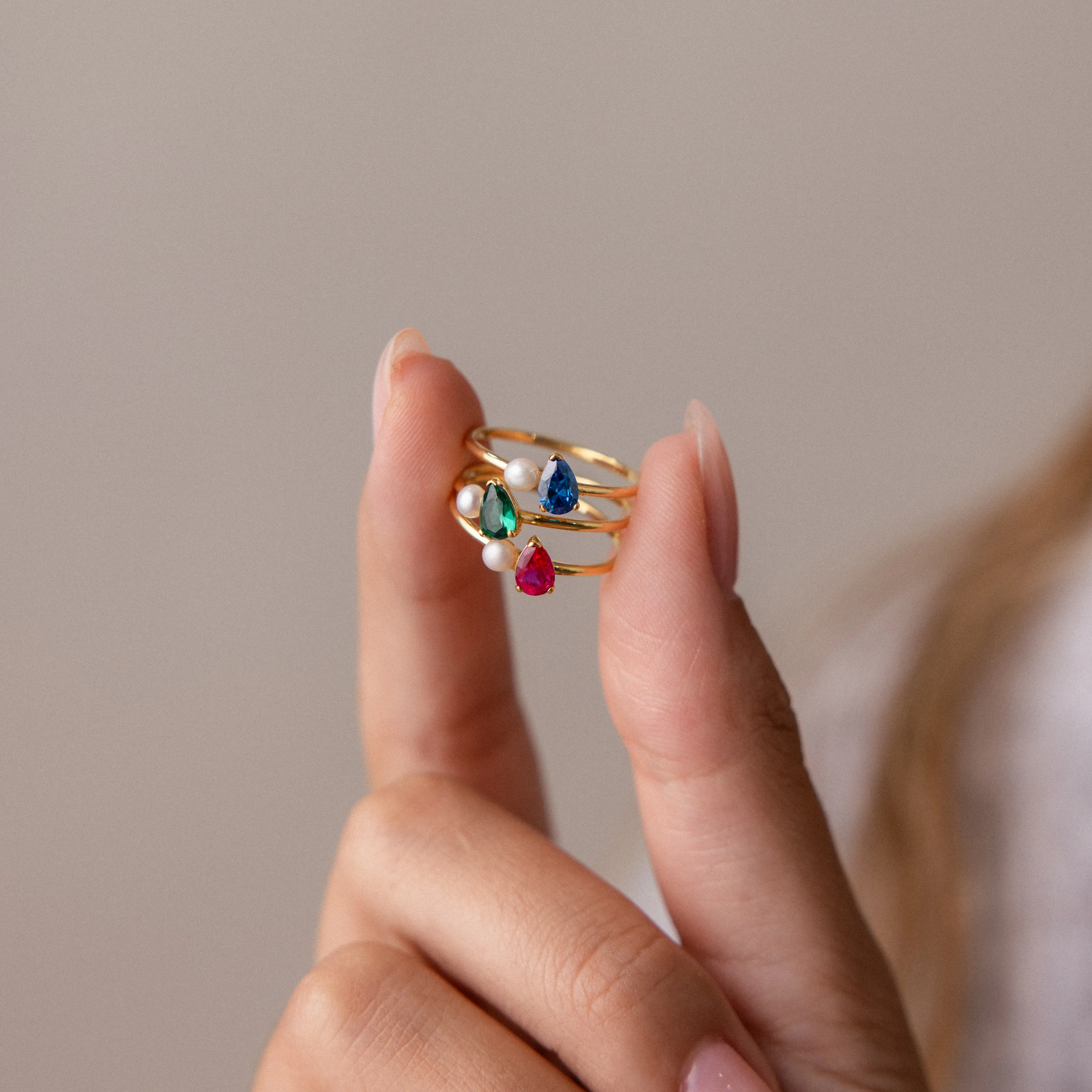 Teardrop Birthstone & Pearl Ring - Image 17