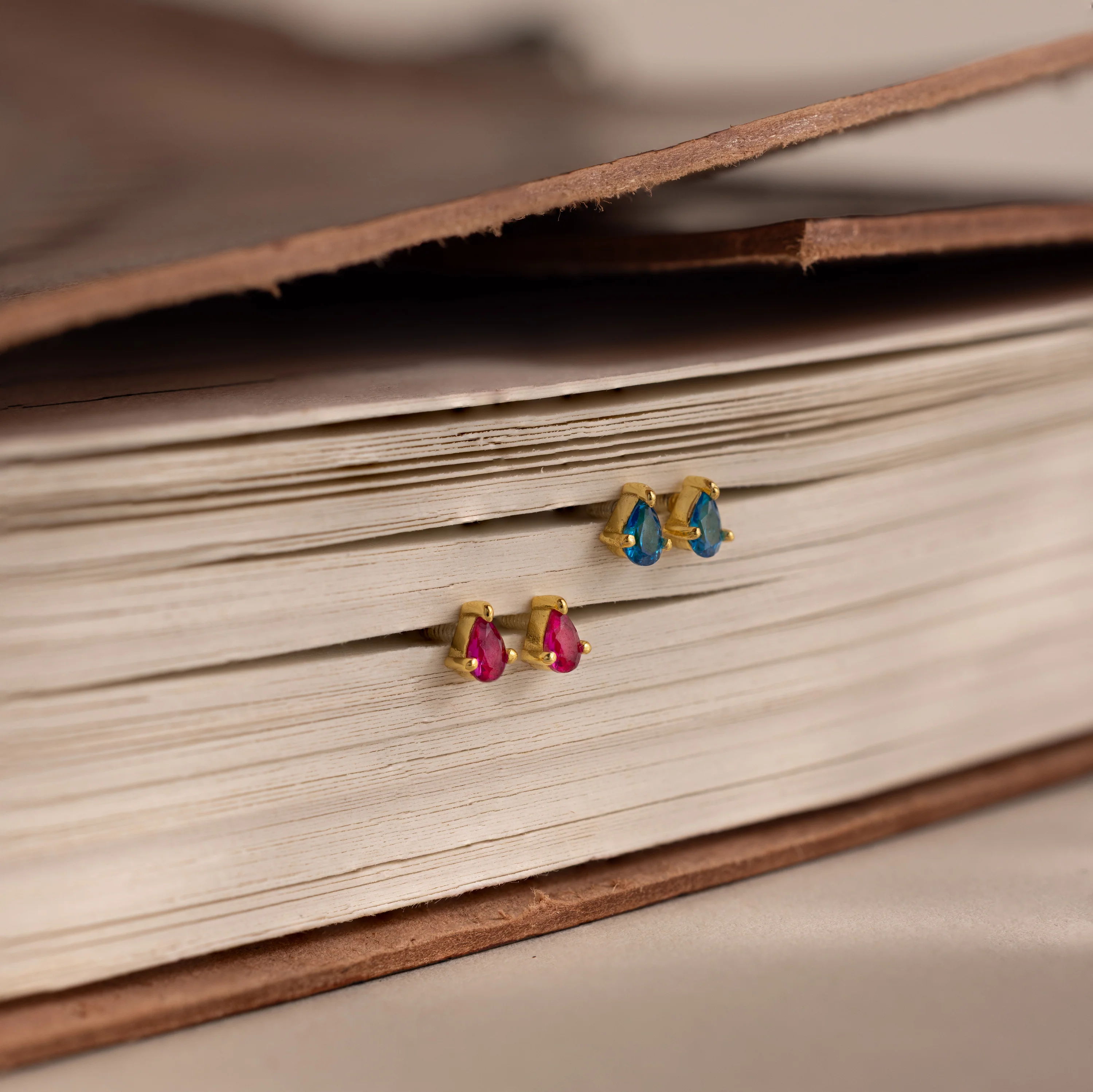 Teardrop Blue Zircon Flatback Studs - Image 5