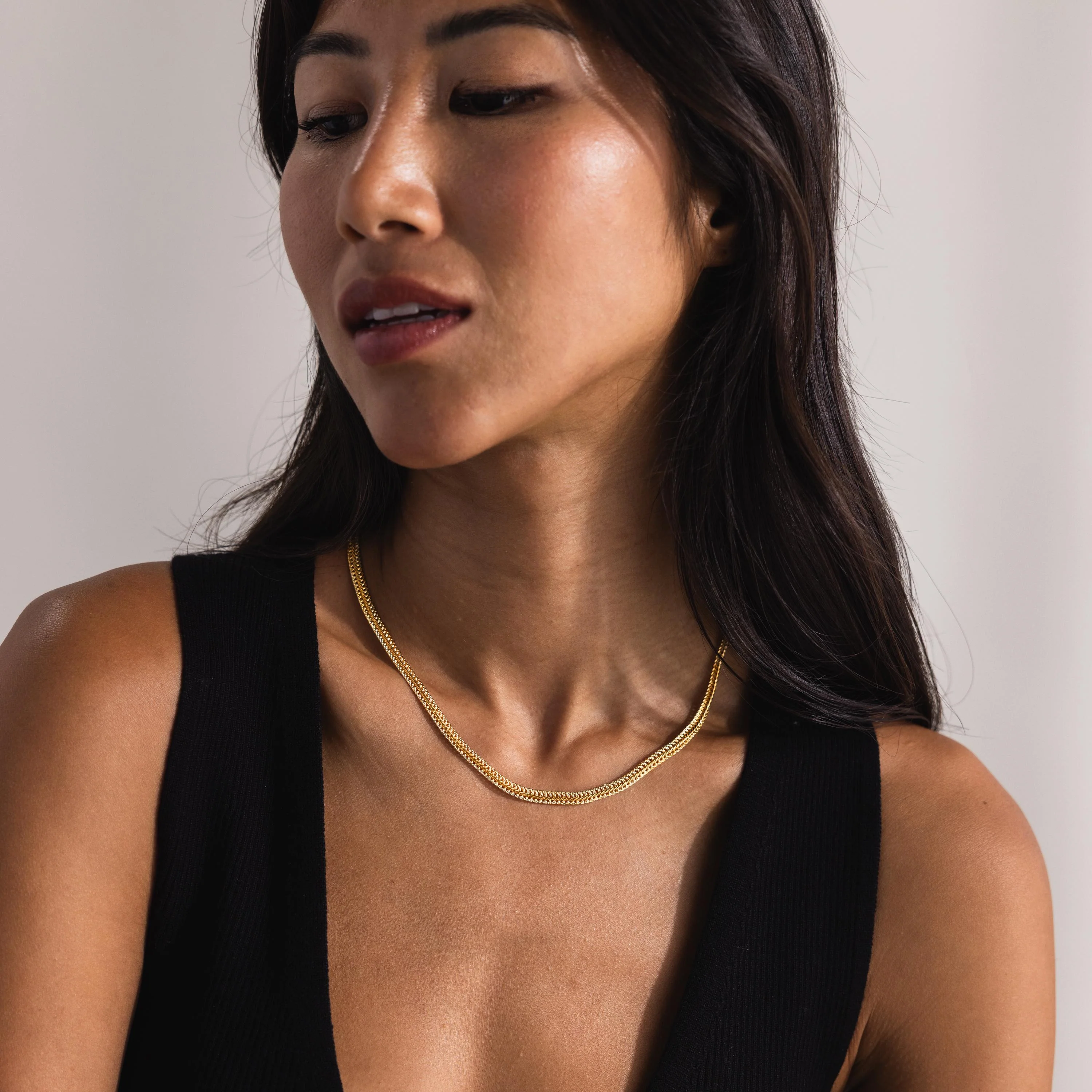 Thin Mesh Chain Necklace in 18K Gold - Image 6