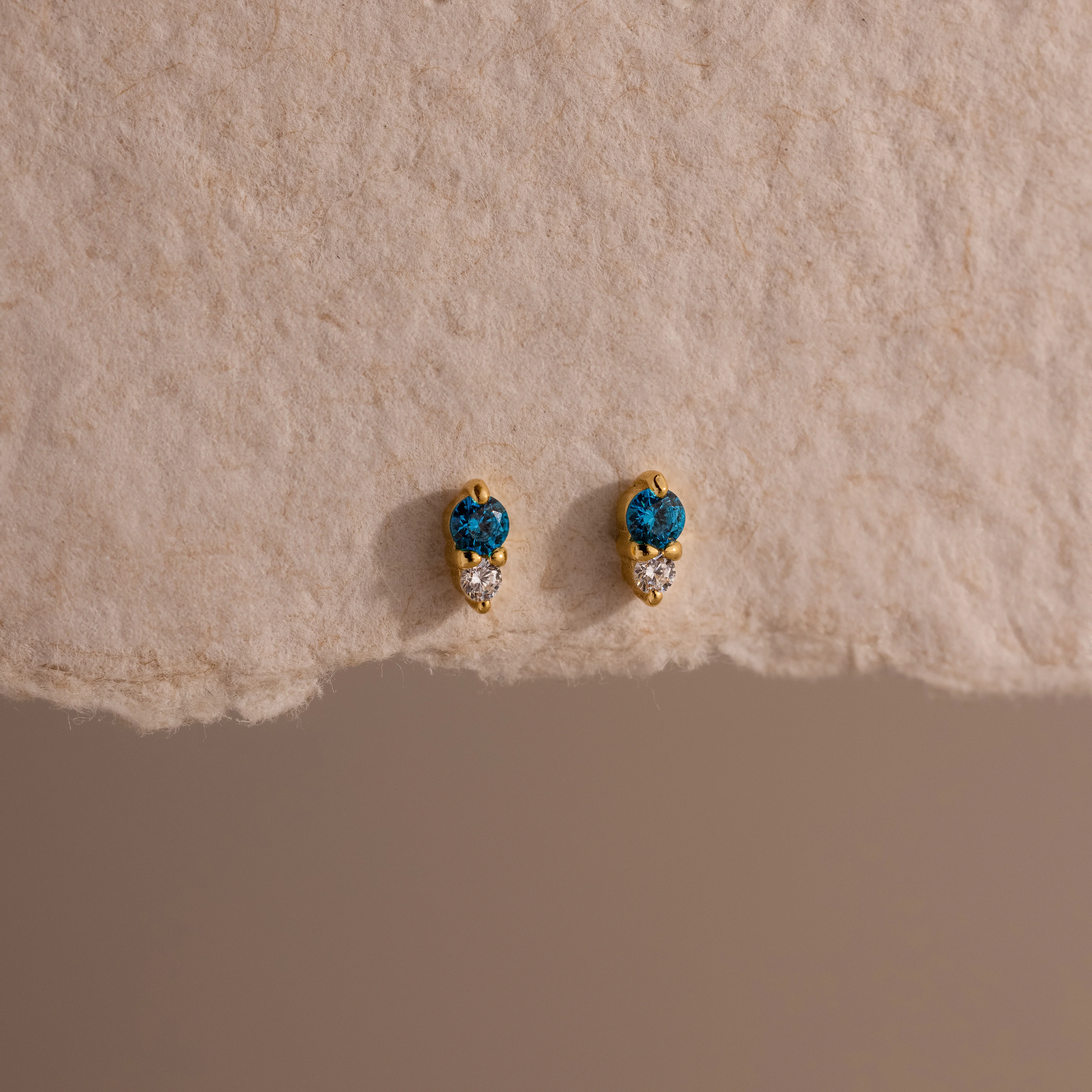 Tiny Duo Blue Zircon Flatback Studs