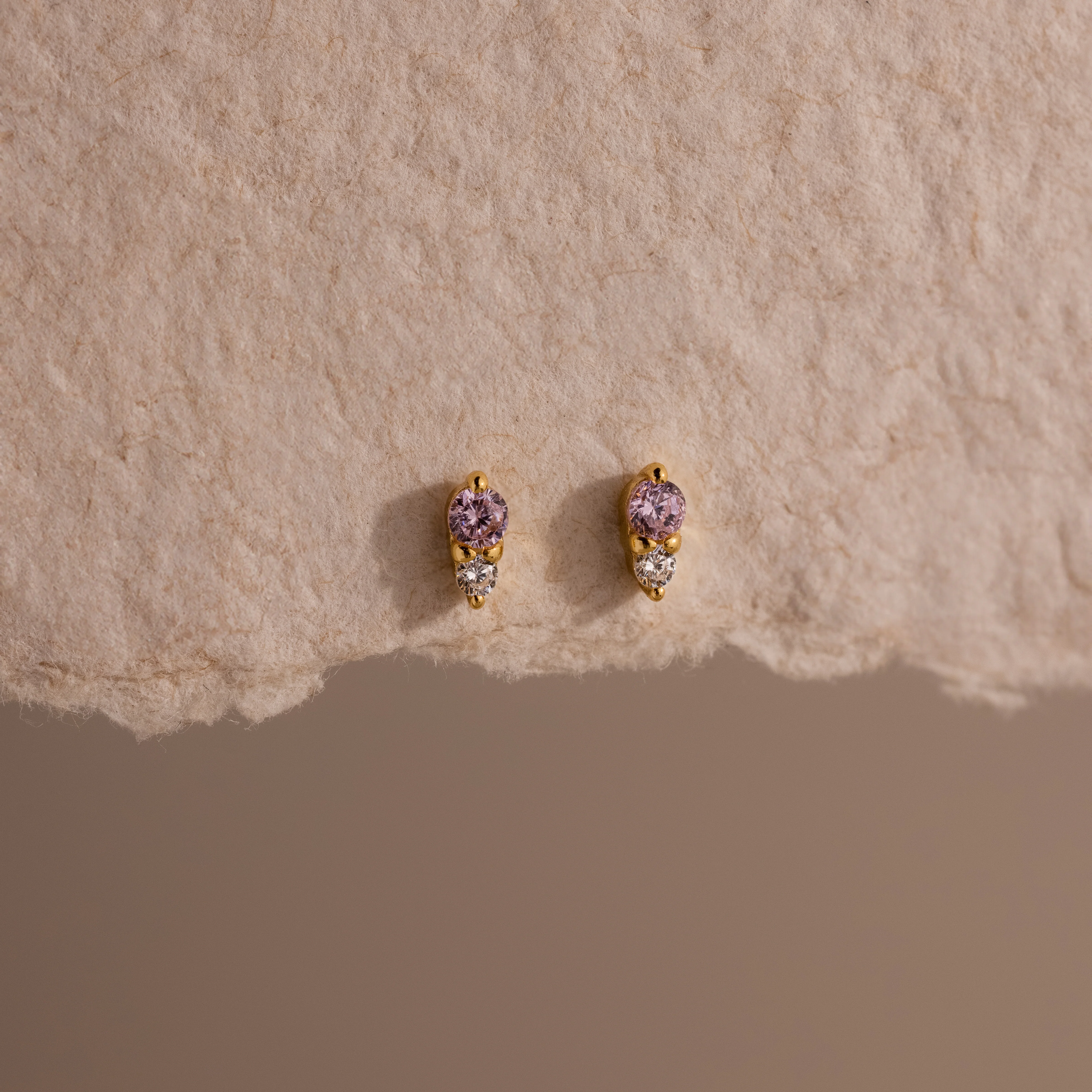 Tiny Duo Pink Tourmaline Flatback Studs