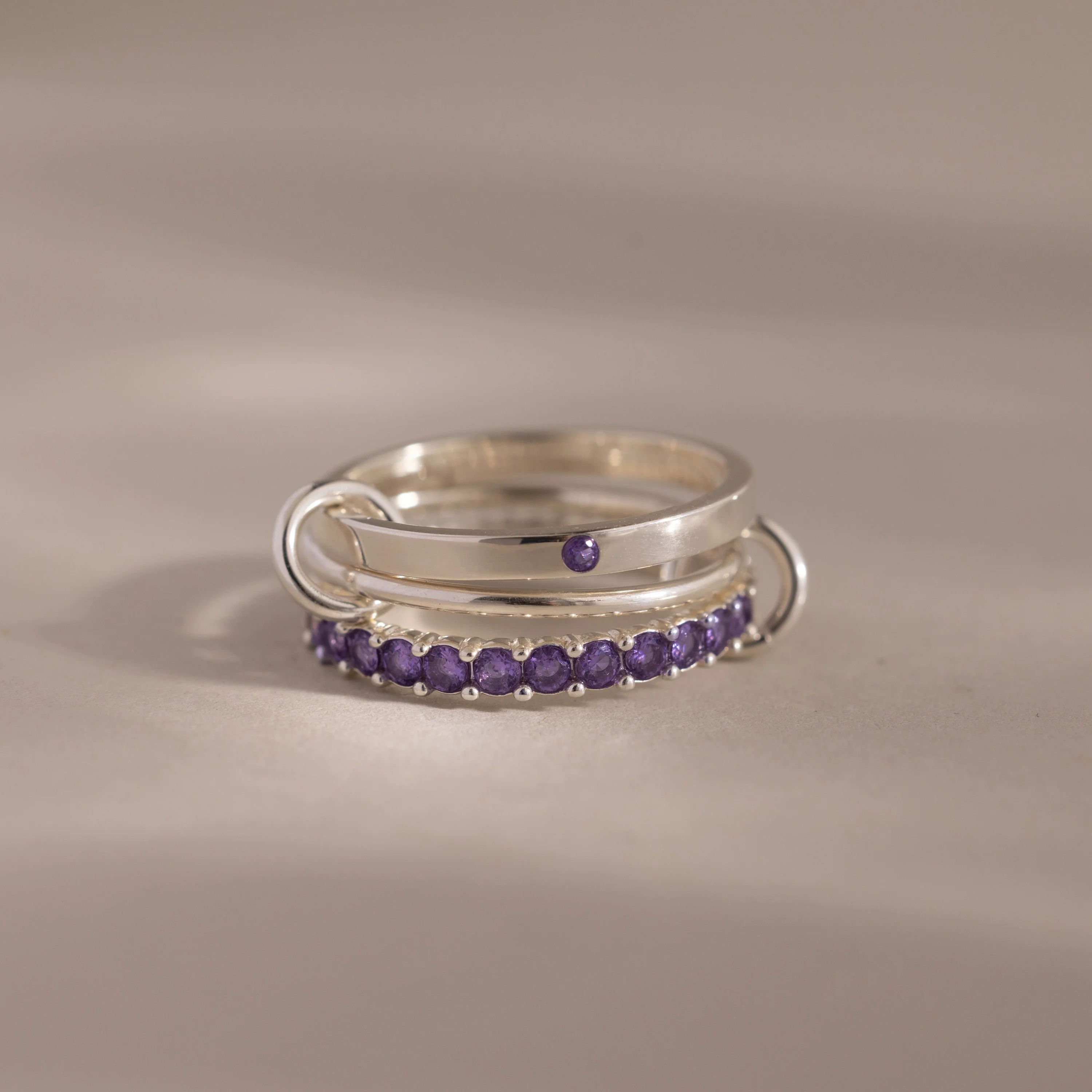 Triple Linked Amethyst Ring Set - Image 3