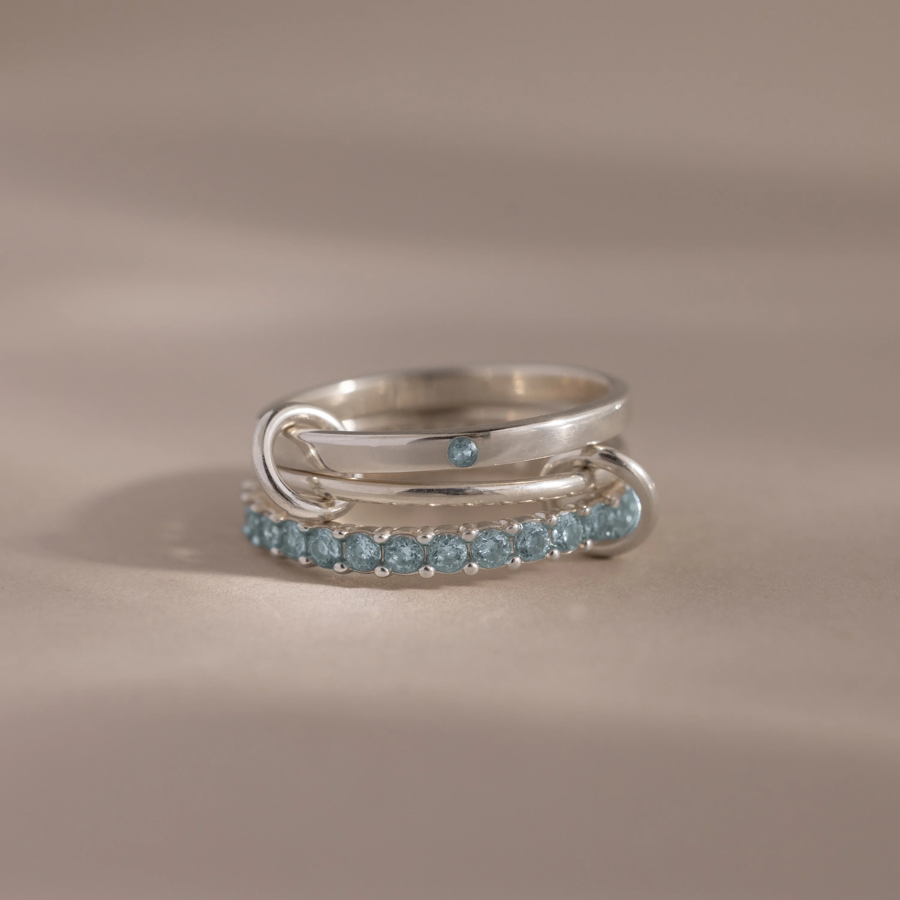 Triple Linked Aquamarine Ring Set - Image 3