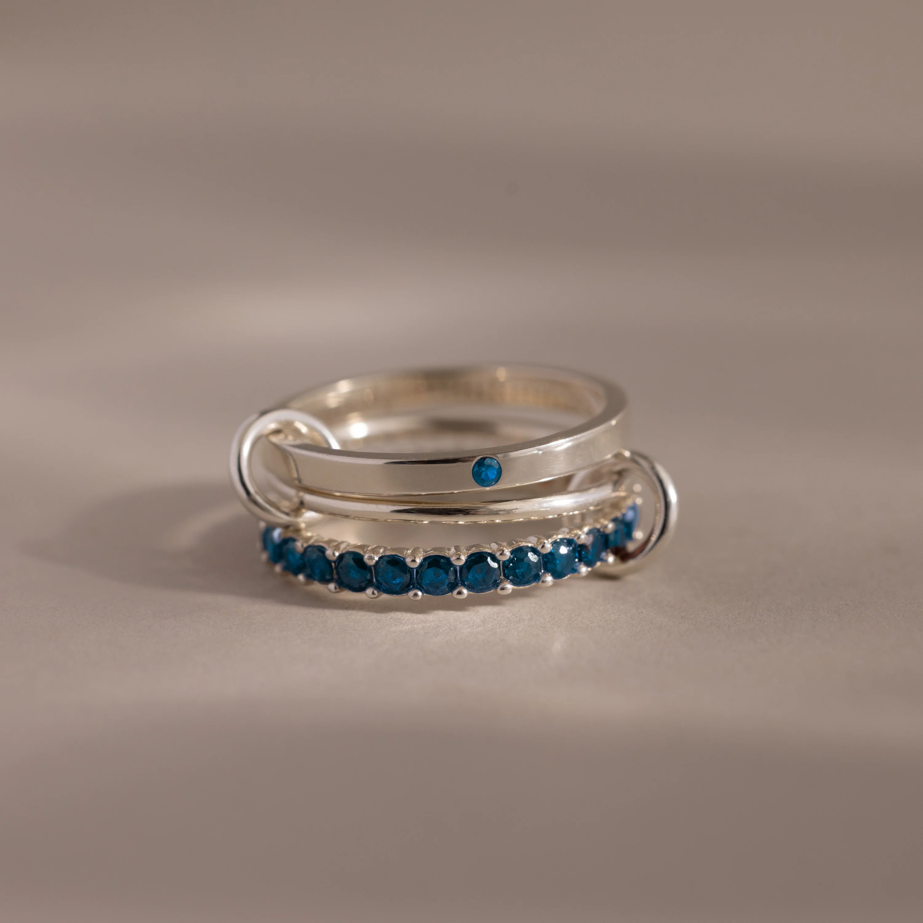 Triple Linked Blue Zircon Ring Set - Image 3