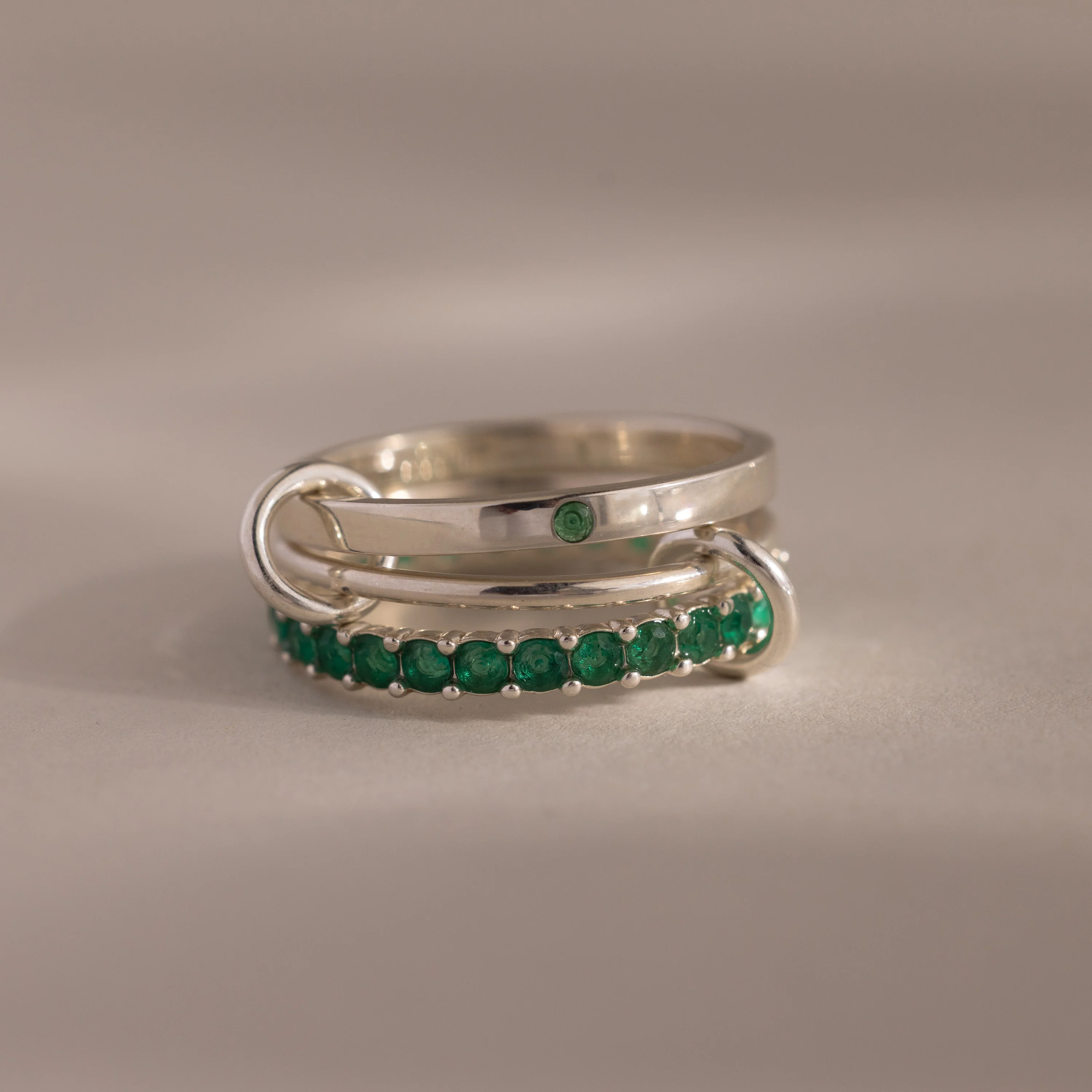 Triple Linked Emerald Ring Set - Image 3