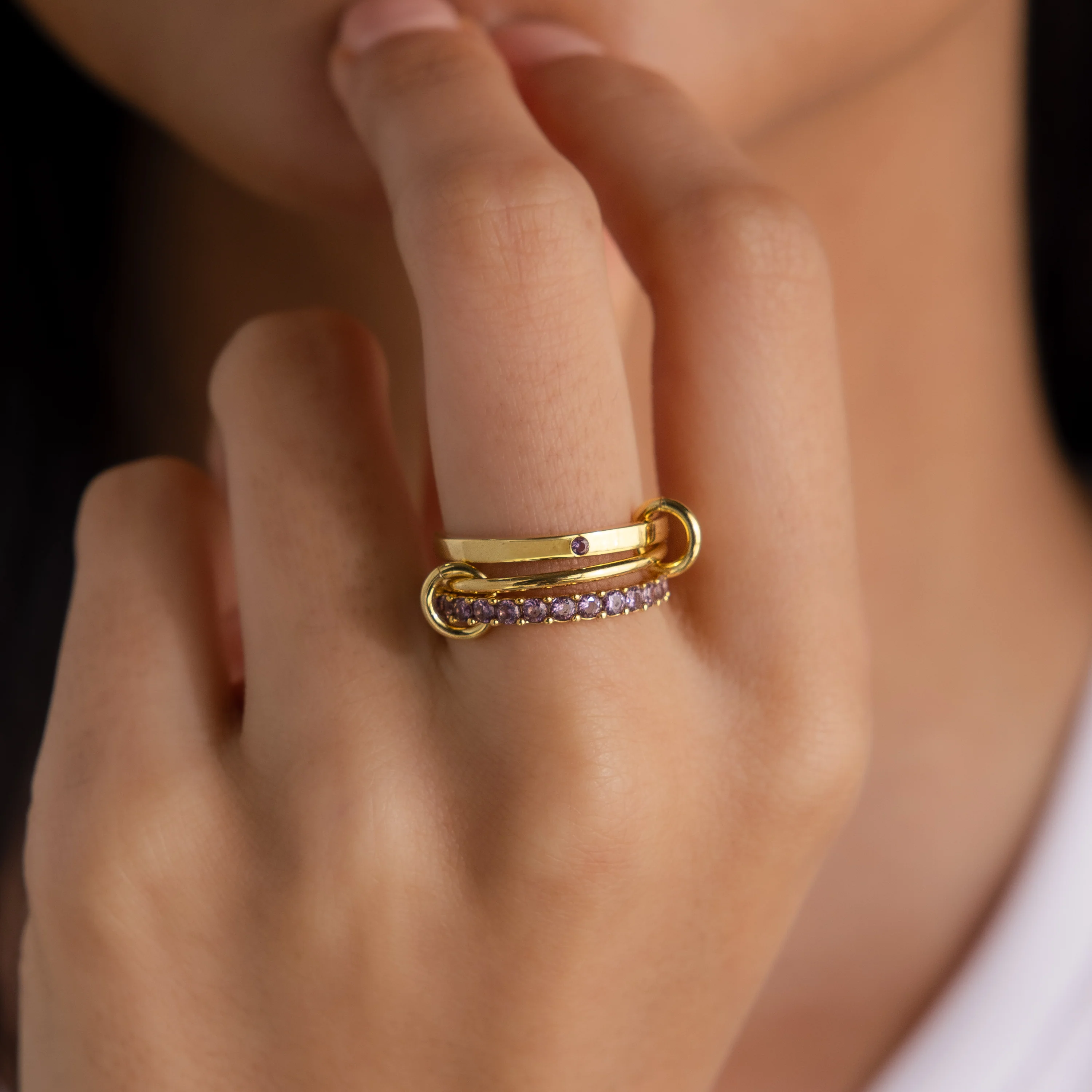 Triple Linked Blue Zircon Ring Set - Image 2