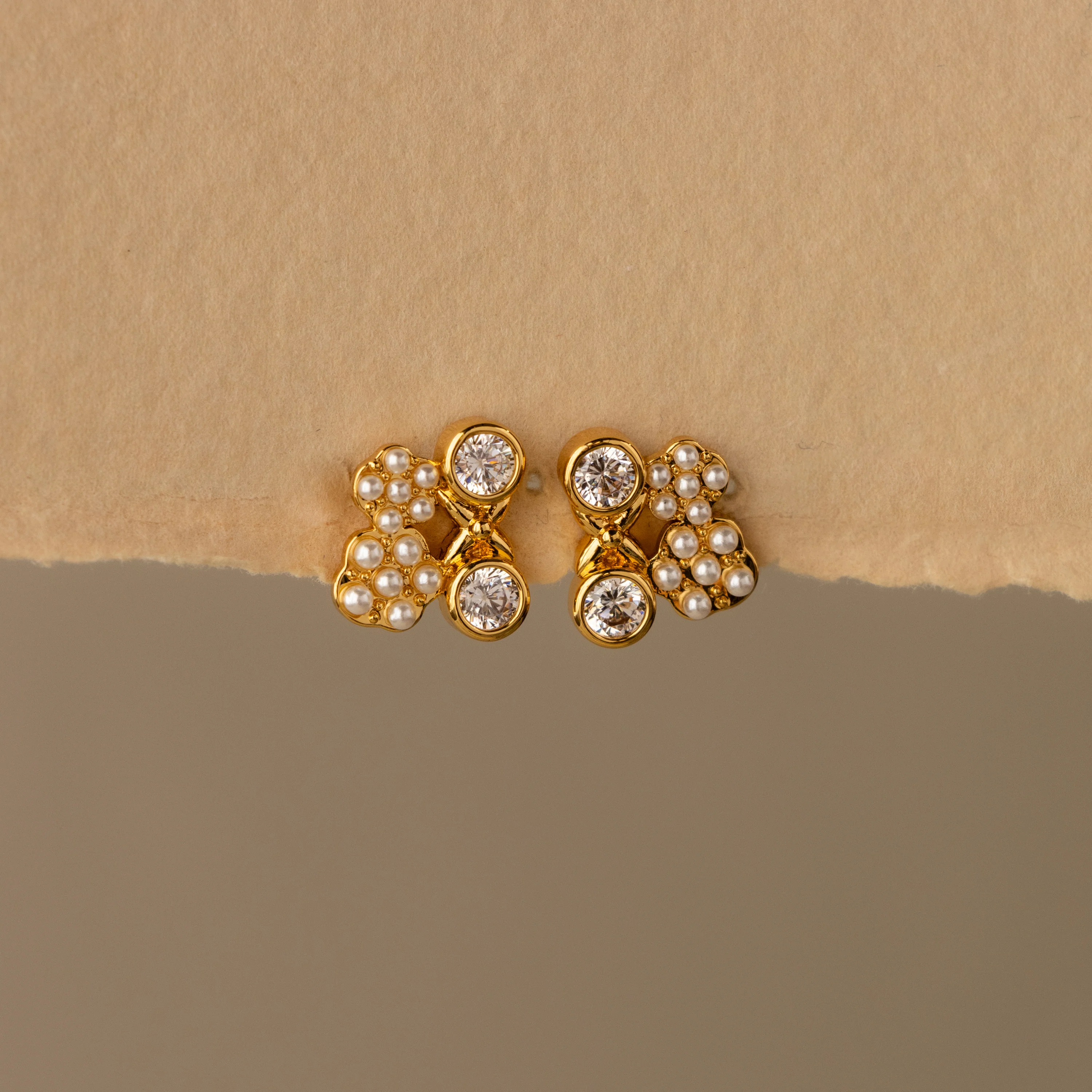 Twin Pearl Diamond Cluster Studs