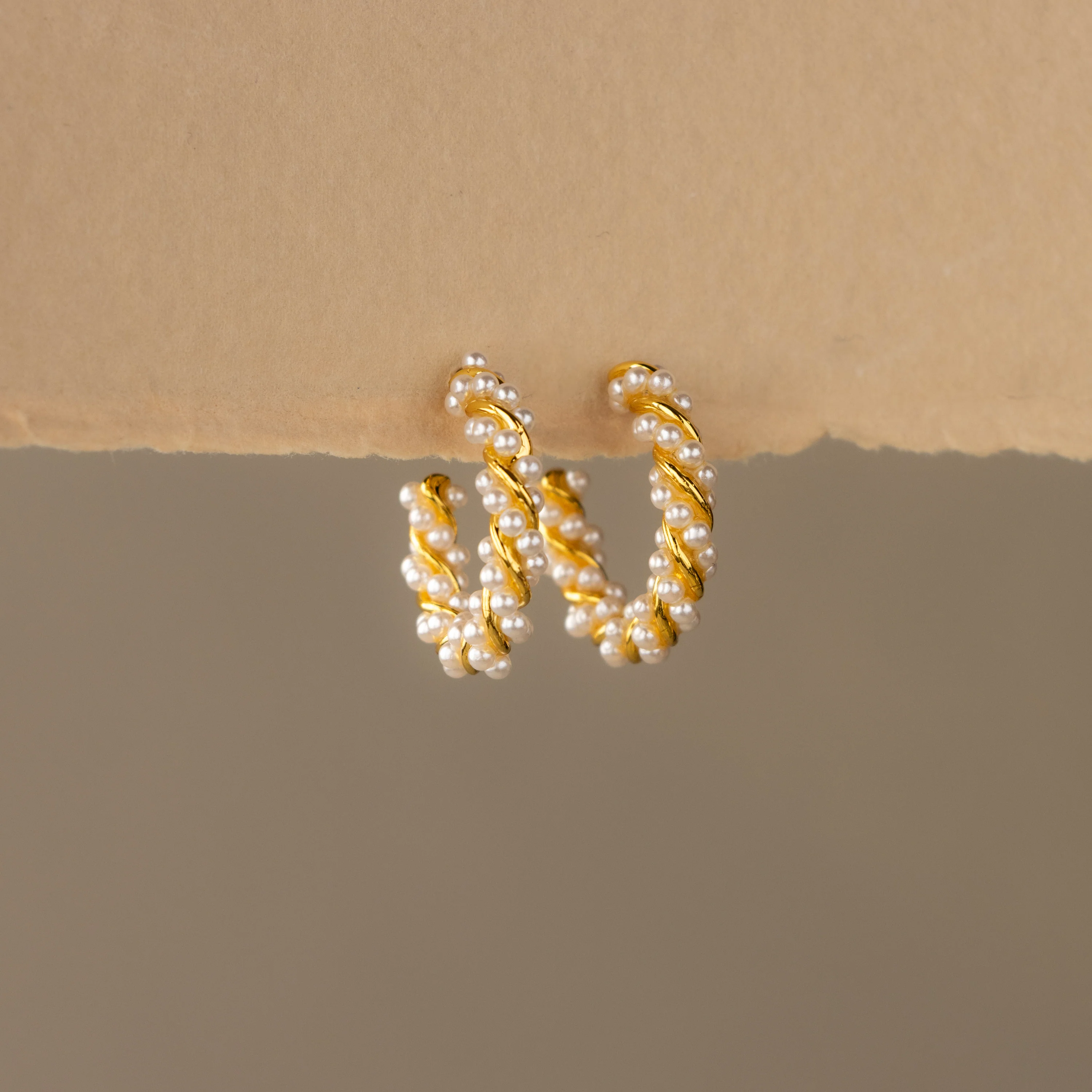 Twisted Pearl Wrap Hoop Studs