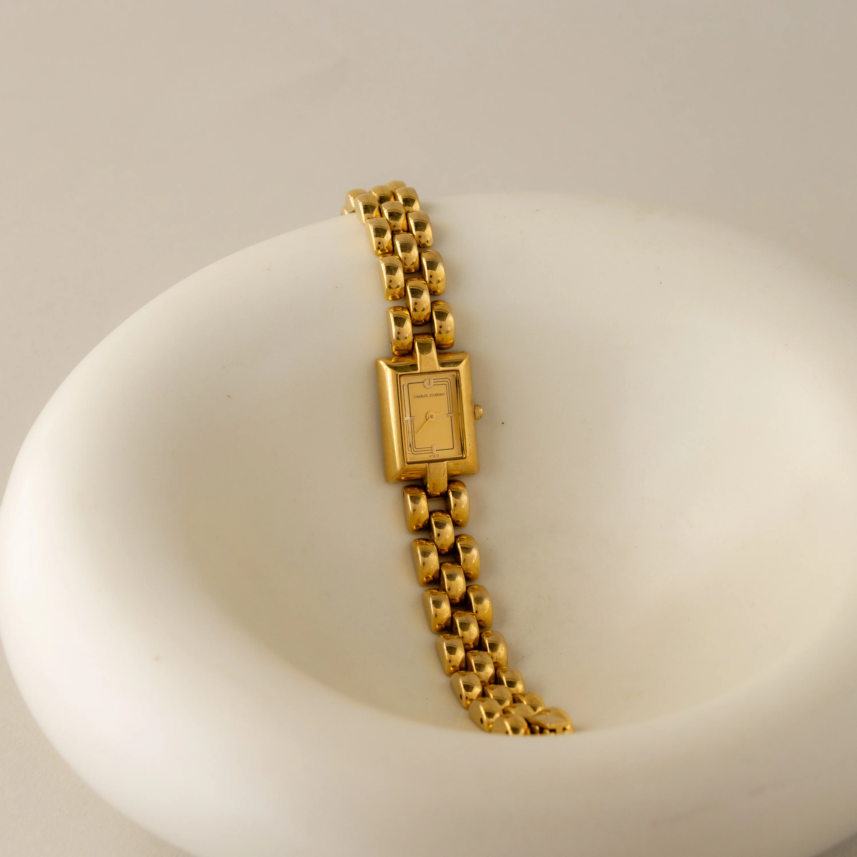 Vintage Charles Jourdan Rectangular Gold Watch - Image 2