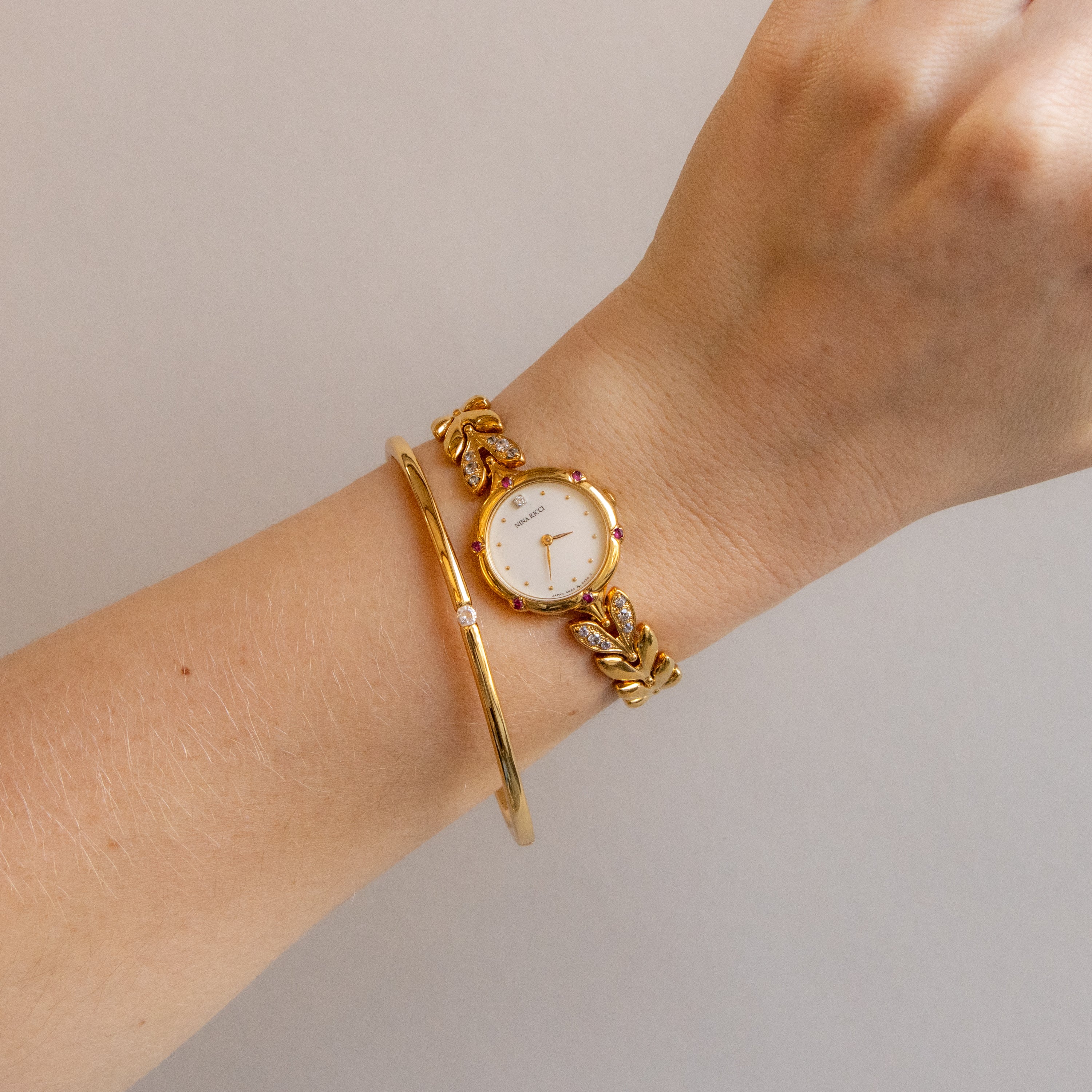 Vintage Nina Ricci Ruby Gold Watch