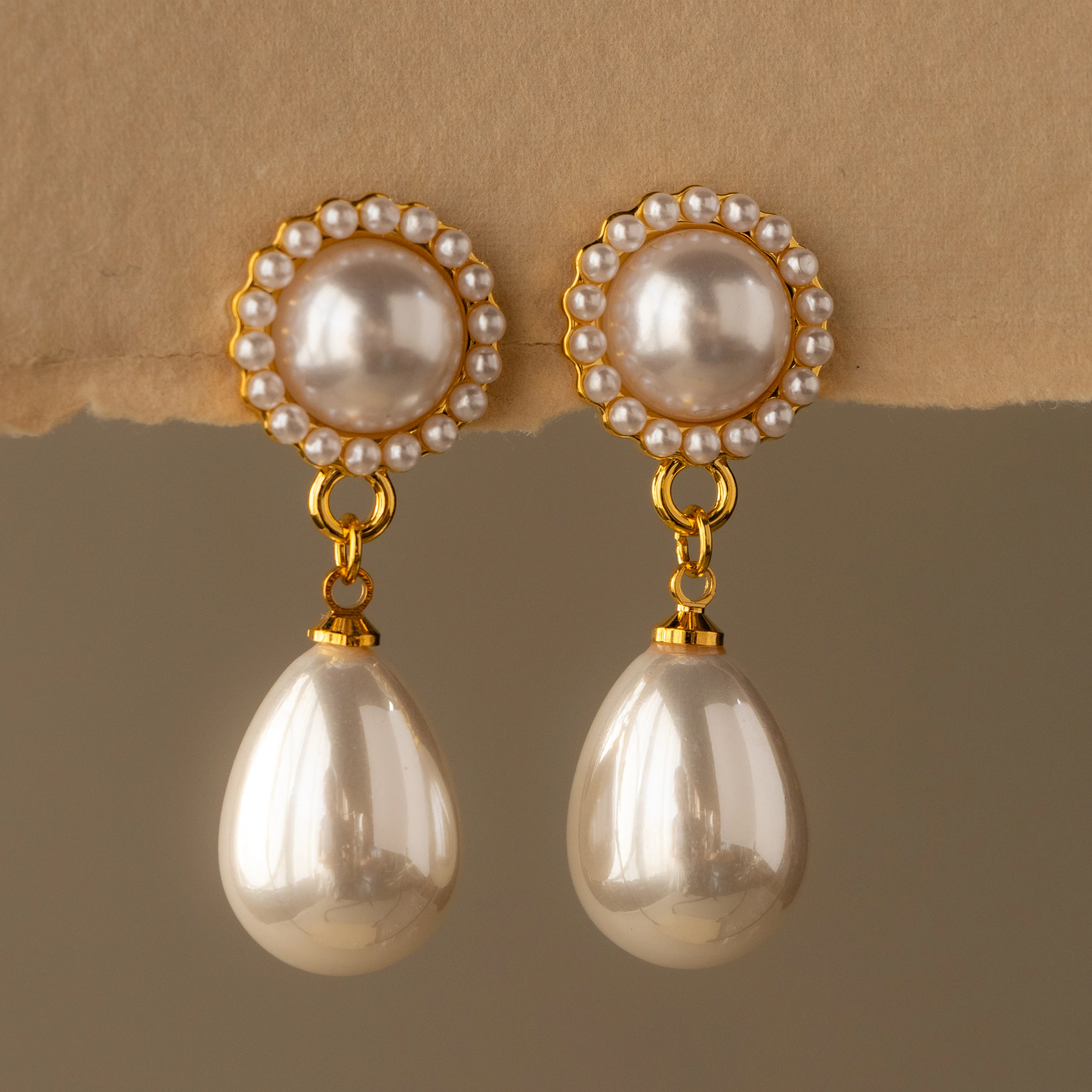 Vintage Pearl Halo Drop Studs