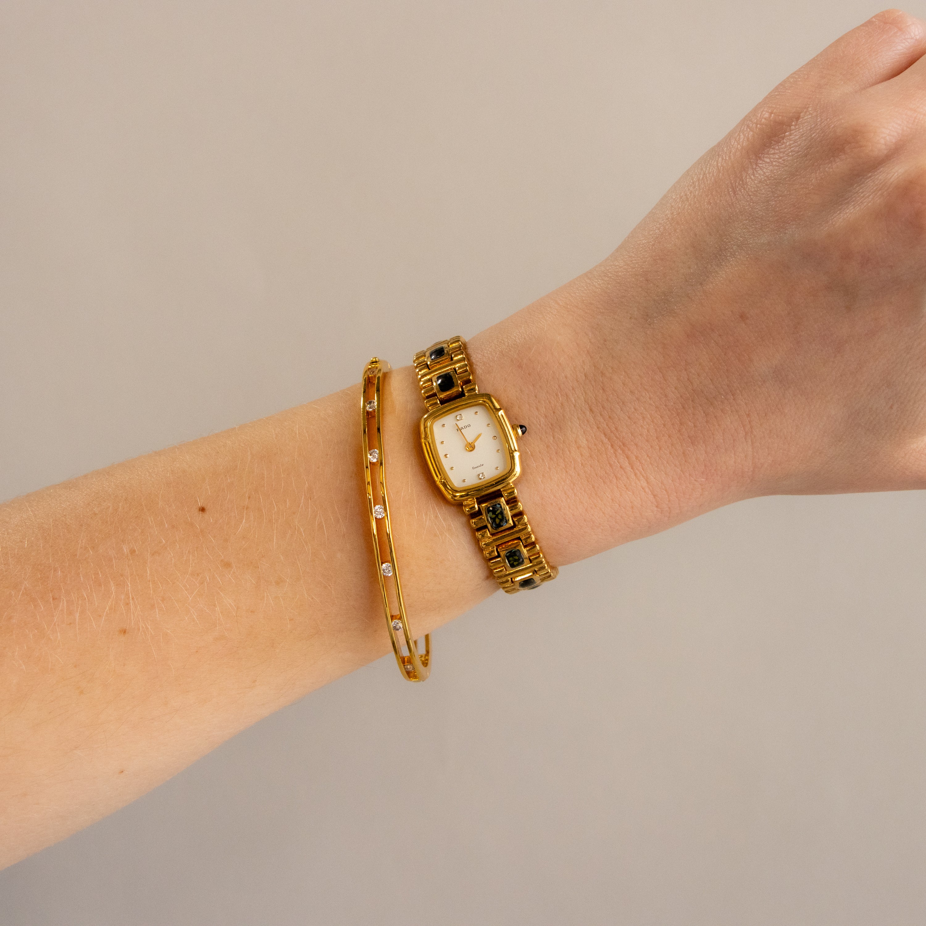 Vintage Rado Mosaic Link Gold Watch