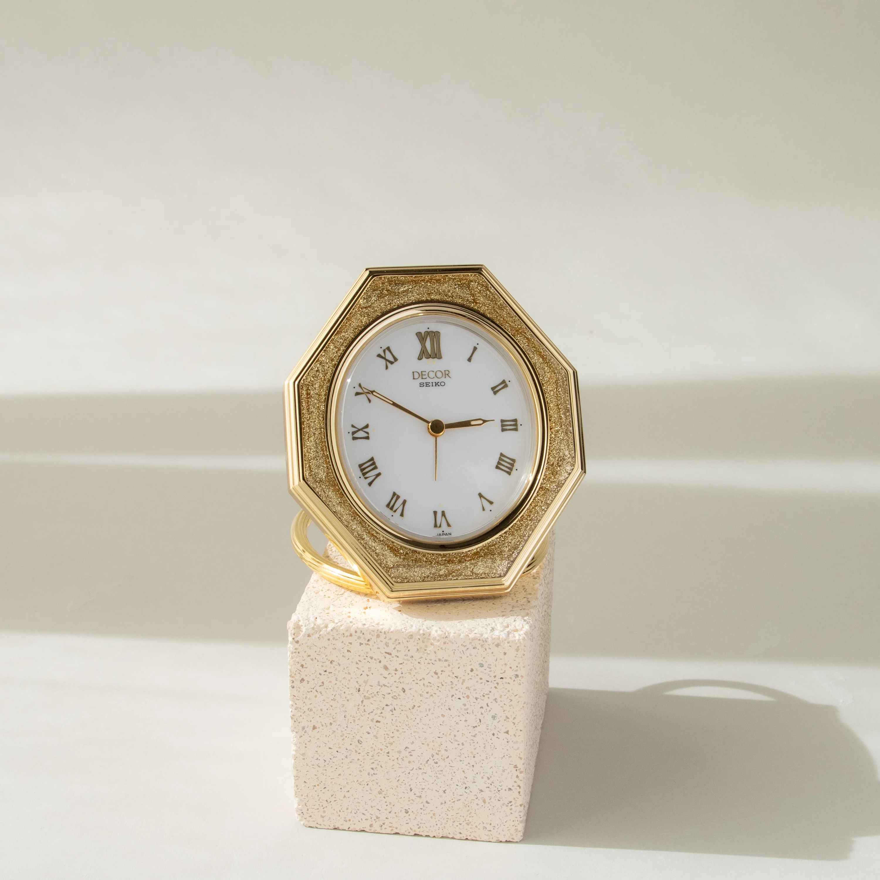 Vintage Seiko Octagonal Gold Desk Clock