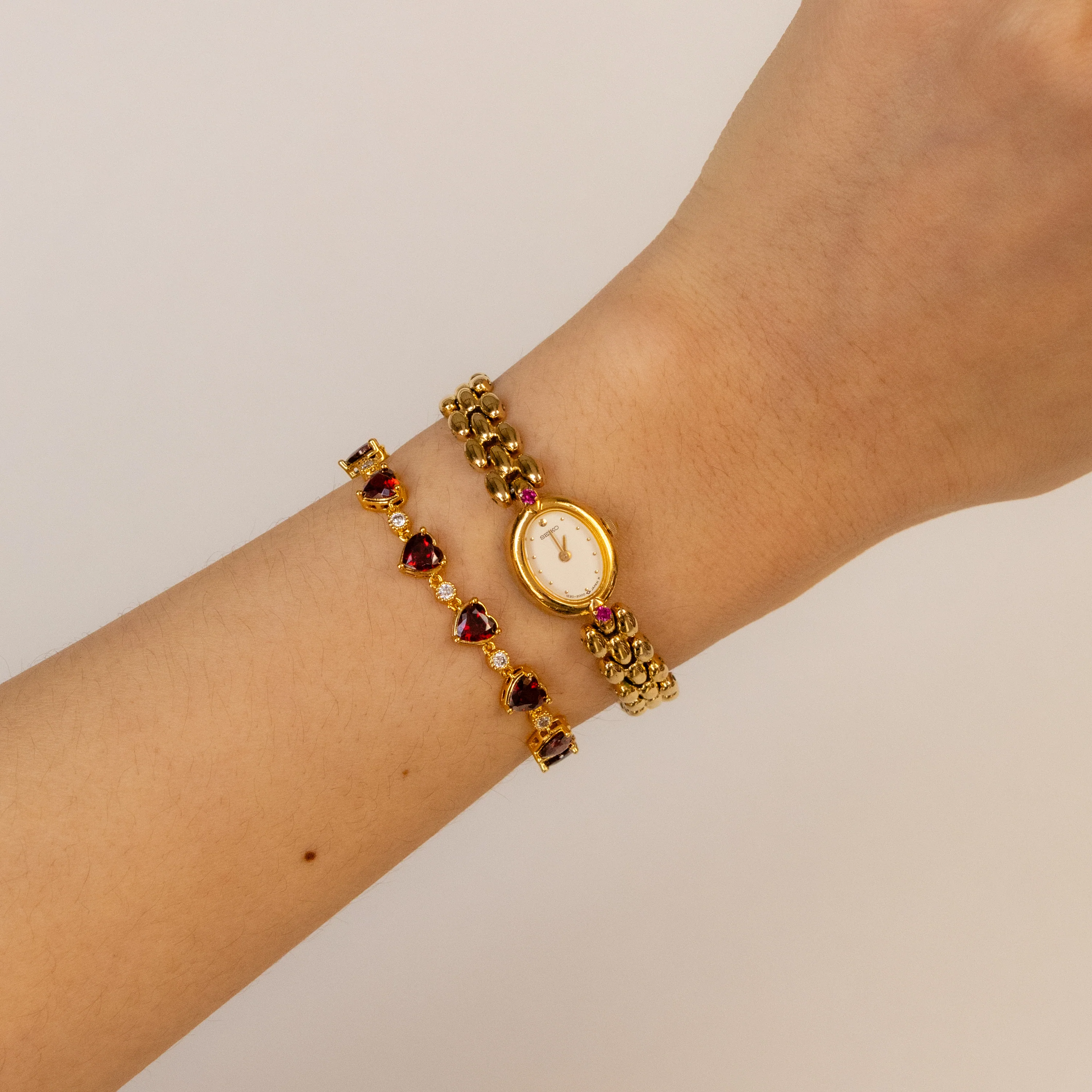 Vintage Seiko Oval Ruby Gold Watch