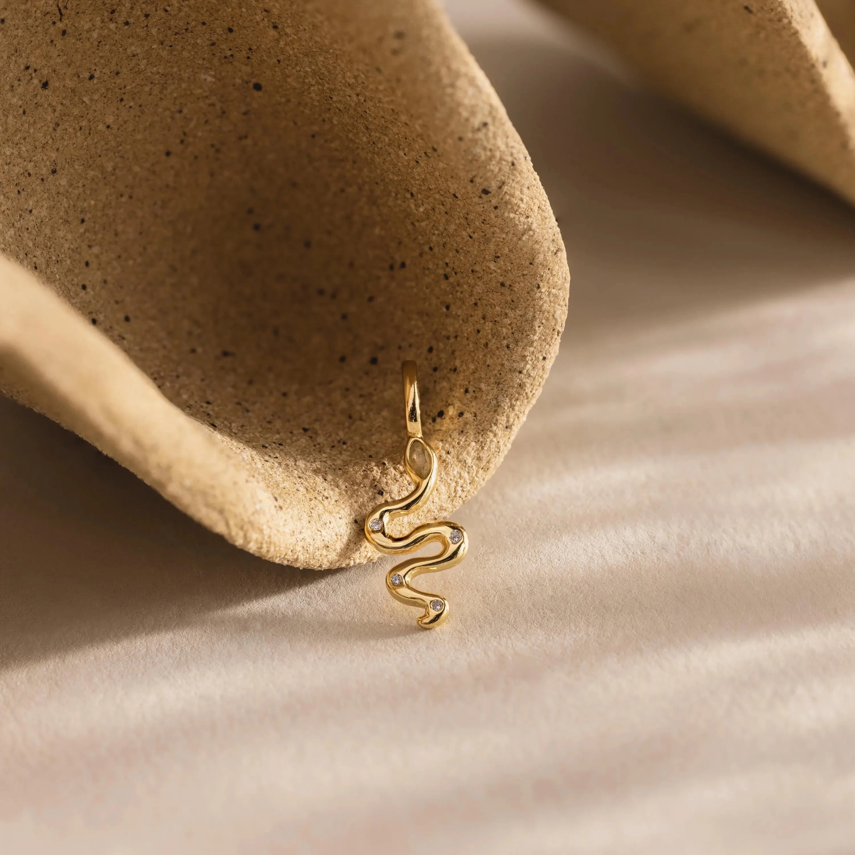 Viper Snake Charm in 18K Gold