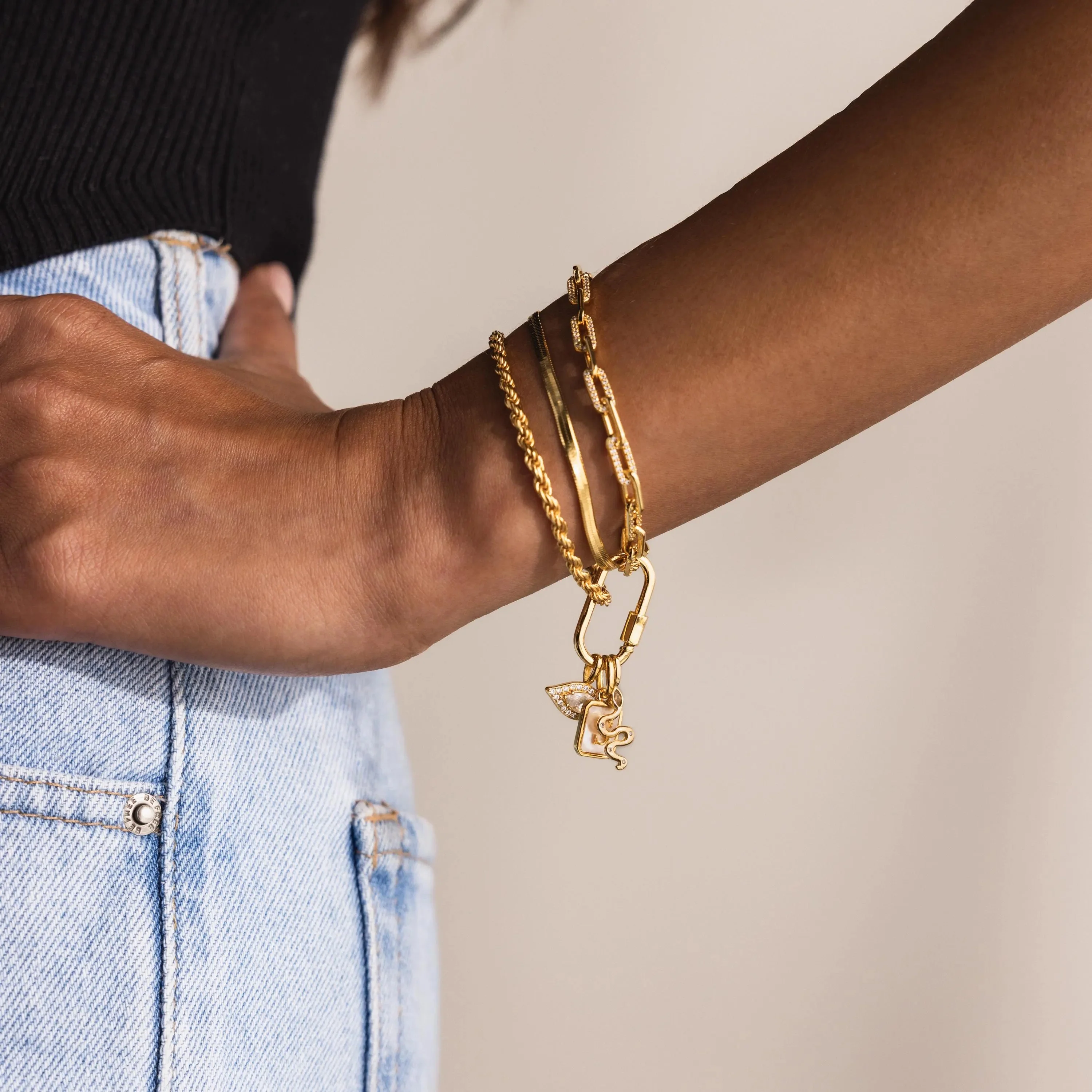 Viper Snake Charm in 18K Gold - Image 4